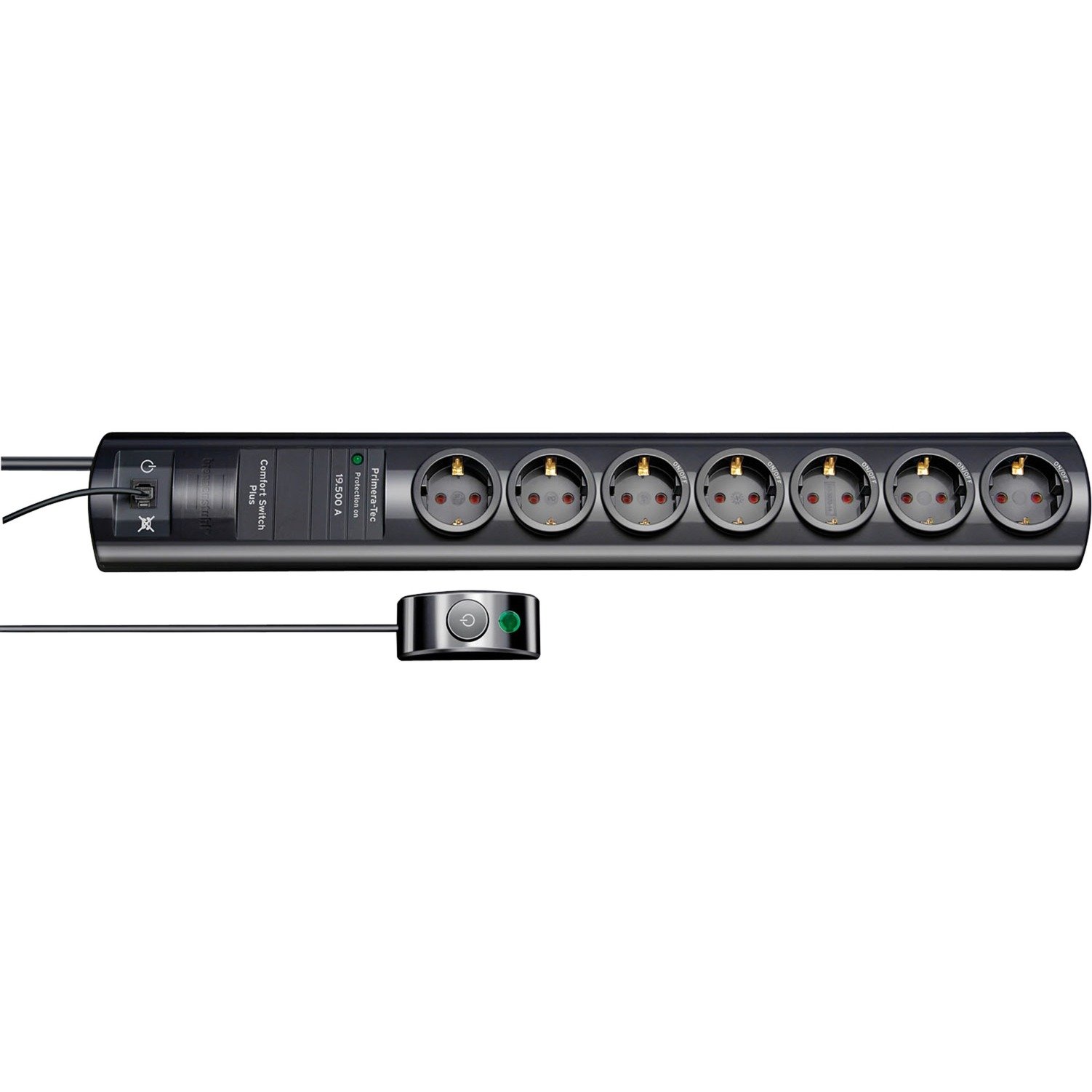 Brennenstuhl Primera-Tec Steckdosenleiste Comfort Switch Plus 7-fach Negro
