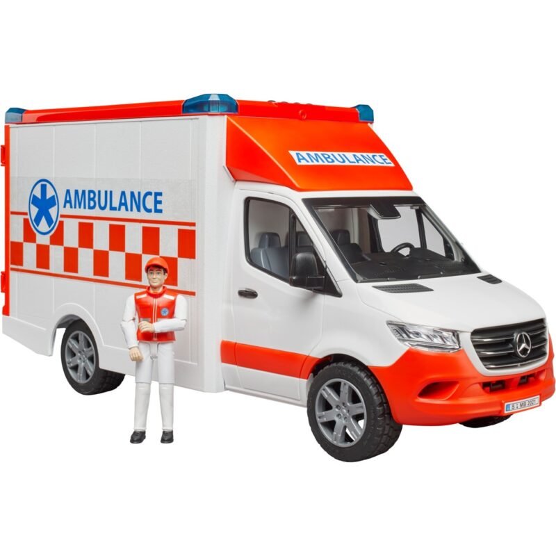 bruder MB Sprinter Ambulanz con Fahrer Rojo
