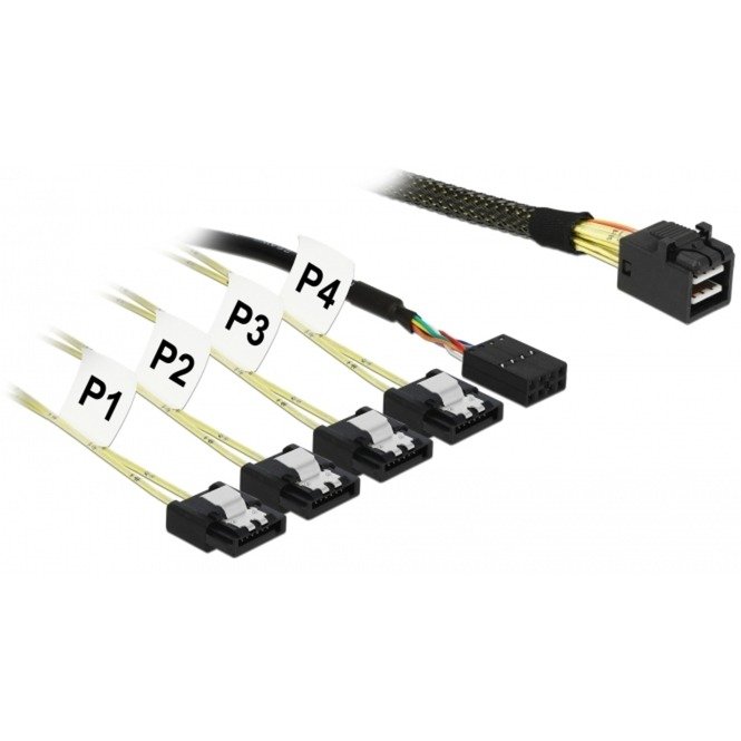 DeLOCK Adapterkabel Mini SAS HD SFF-8643 > 4x SATA 7Pin Negro