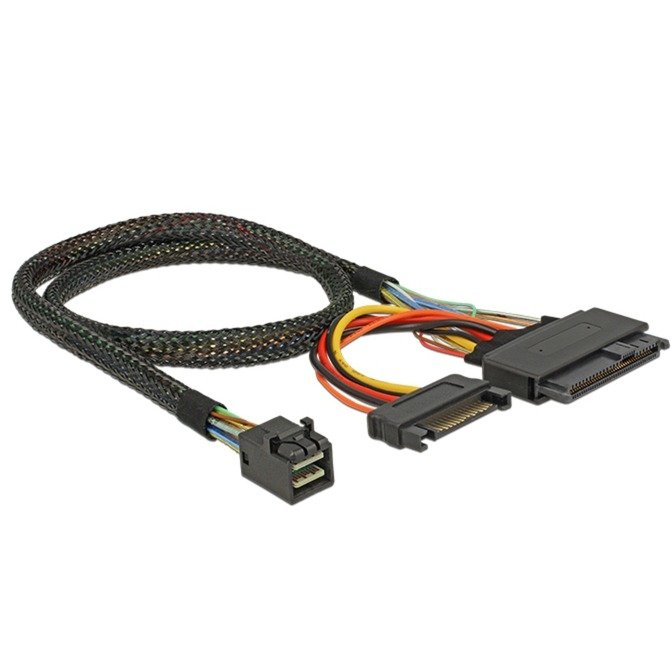 DeLOCK Adapterkabel SFF-8643 > U.2 SFF-8639 + SATA Stromanschluss Negro