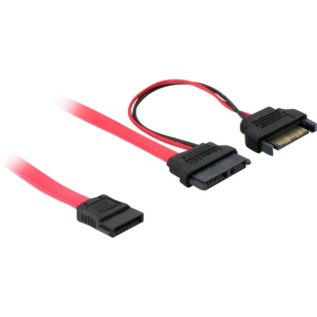 DeLOCK Adapterkabel Slim SATA 13-Pin > 7-Pin + 15 Pin Rojo