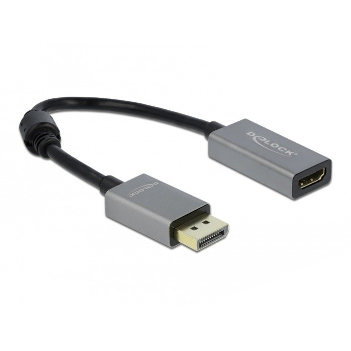 DeLOCK Aktiver Adapter Displayport 1.4 > HDMI hembra 4K 60Hz Gris