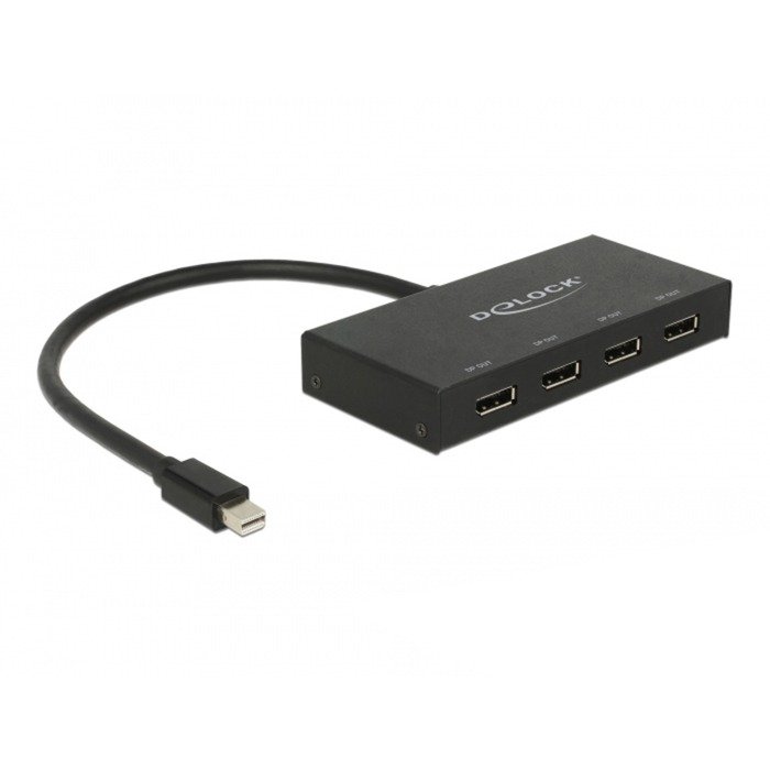 DeLOCK DisplayPort Splitter 1x mini DisplayPort 1.2 > 4x DisplayPort 4K Negro