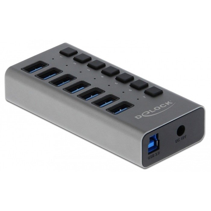 DeLOCK Externer SuperSpeed USB Hub con 7 Ports + Schalter