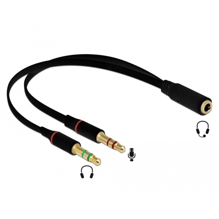 DeLOCK Headset Adapter 1x3 Negro