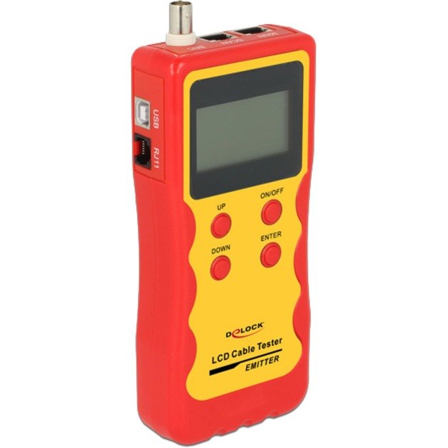 DeLOCK LCD Kabeltester RJ45 / RJ12 / BNC / USB Rojo