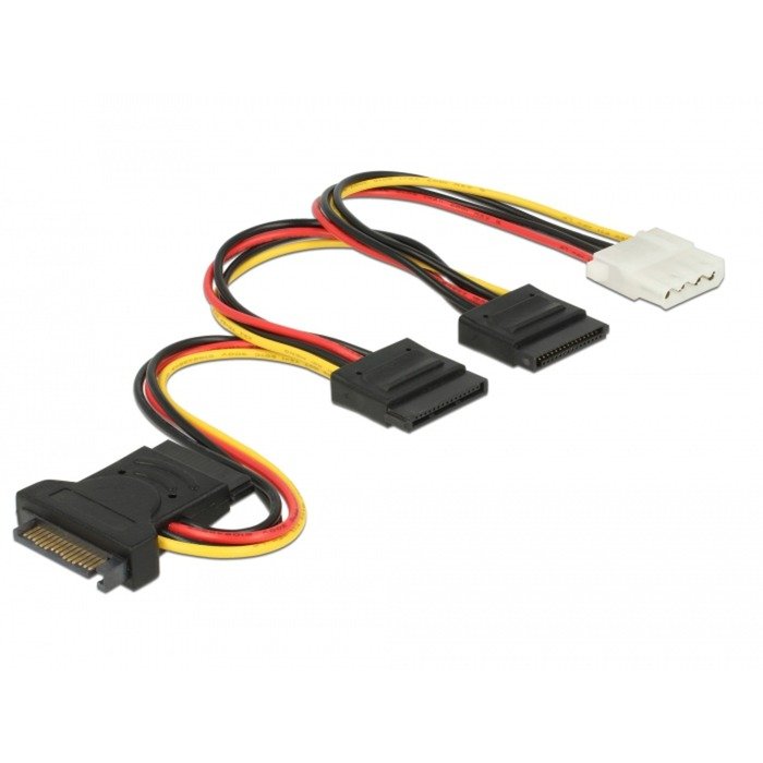DeLOCK SATA 15 Pin macho > 3 x SATA hembra + 1 x 4 Pin hembra 20 cm (PCB)