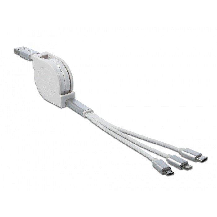 DeLOCK USB Aufrollladekabel Blanco