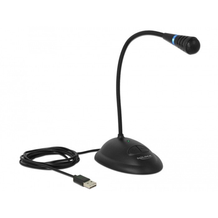 DeLOCK USB Schwanenhals Micrófono Negro