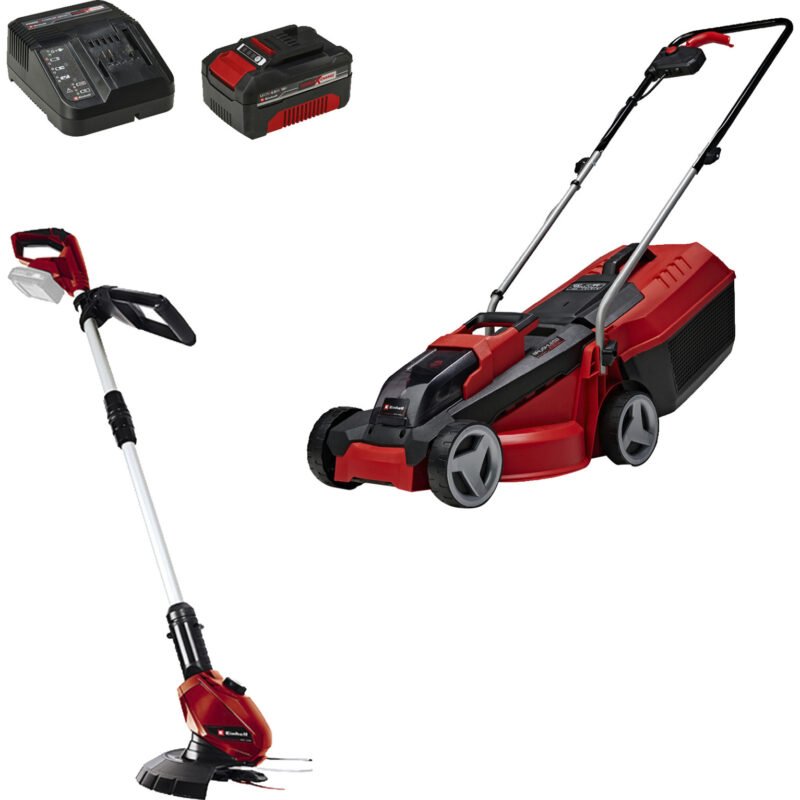 EINHELL Power X-Change Akku-Rasenmäher-Set GE-CM 18/30 + Rasentrimmer GE-CT 18 Rojo