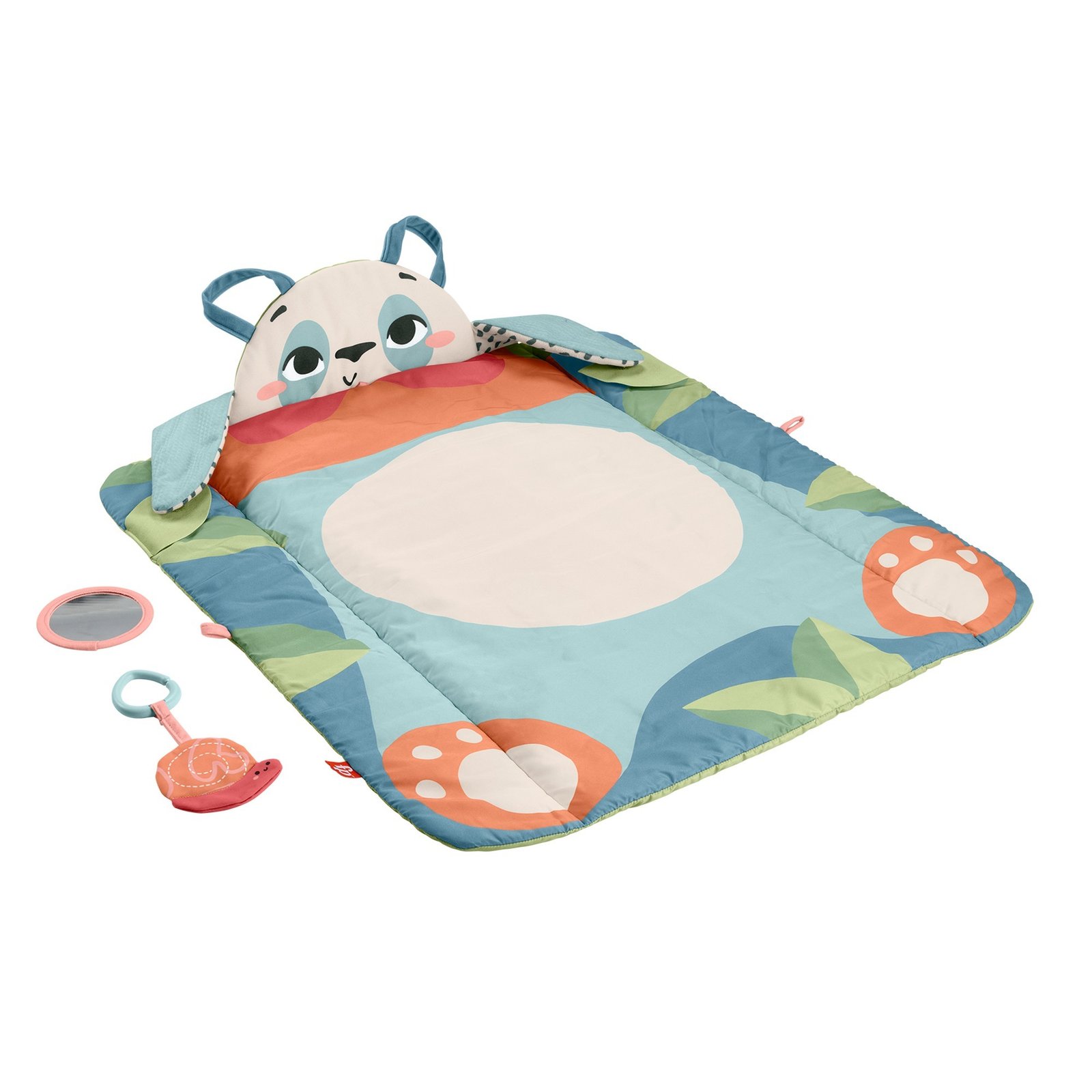 Fisher-Price Planet Friends Rolli-Roll Panda Spielmatte para Babys con 2 Spielzeugen