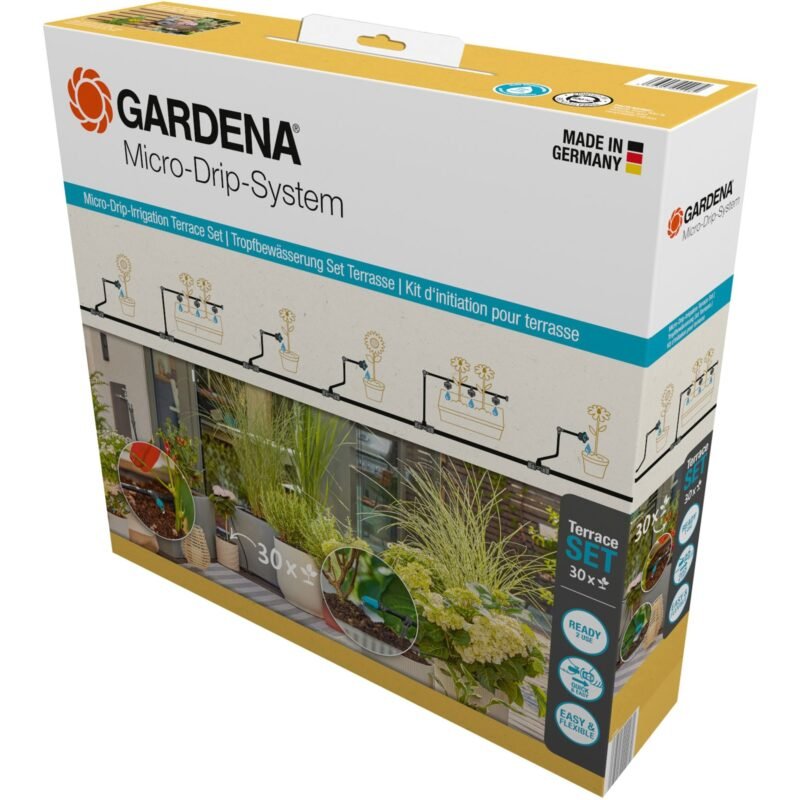 GARDENA Micro-Drip-System Tropfbewässerung Set Terrasse Negro