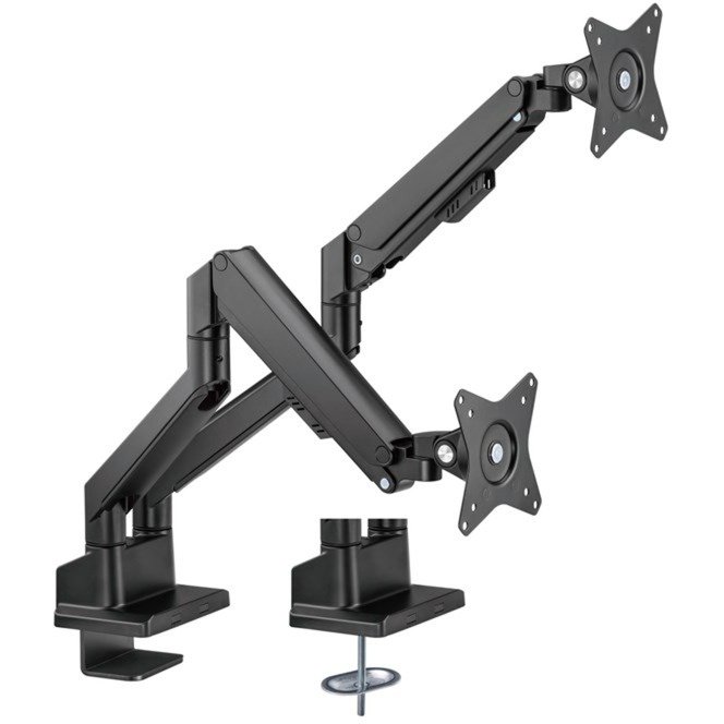 goobay Doppel-Monitorhalterung con Gasdruckfeder Negro