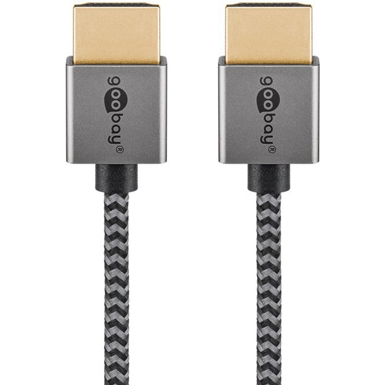 goobay Plus Slim High-Speed-HDMI-cable con Ethernet Gris - Imagen 2