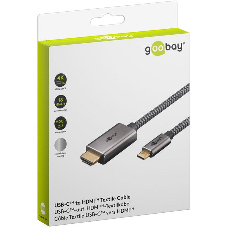 goobay USB Textil-Adapterkabel Negro - Imagen 3