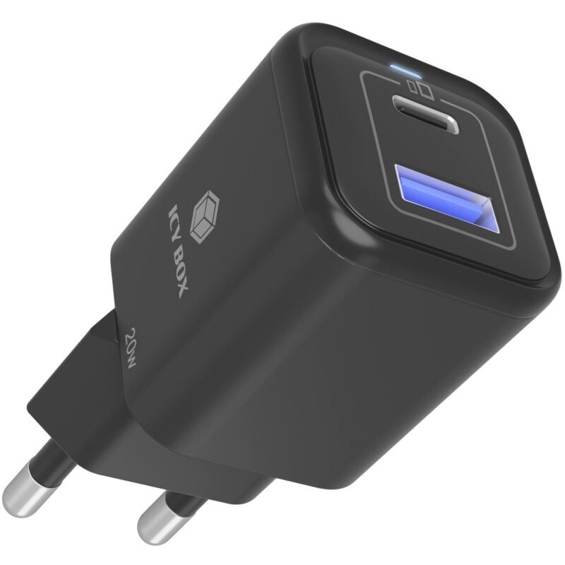 ICY BOX 2-Port USB 20W Steckerladegerät IB-PS1020-PD Negro