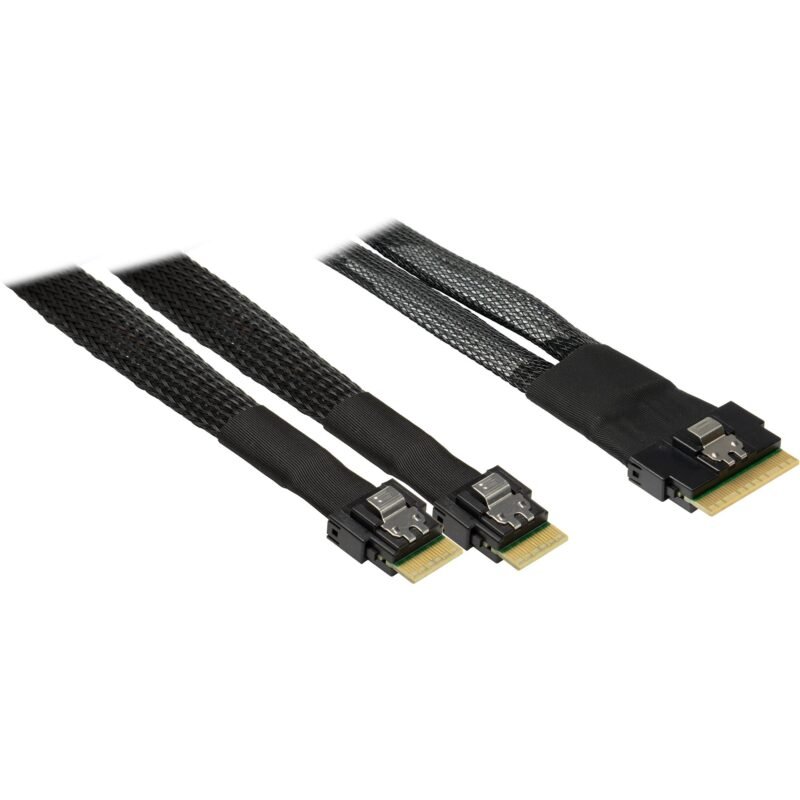 Inter-Tech Kabel SFF 8654-8i > 2x SFF 8654-4i Negro