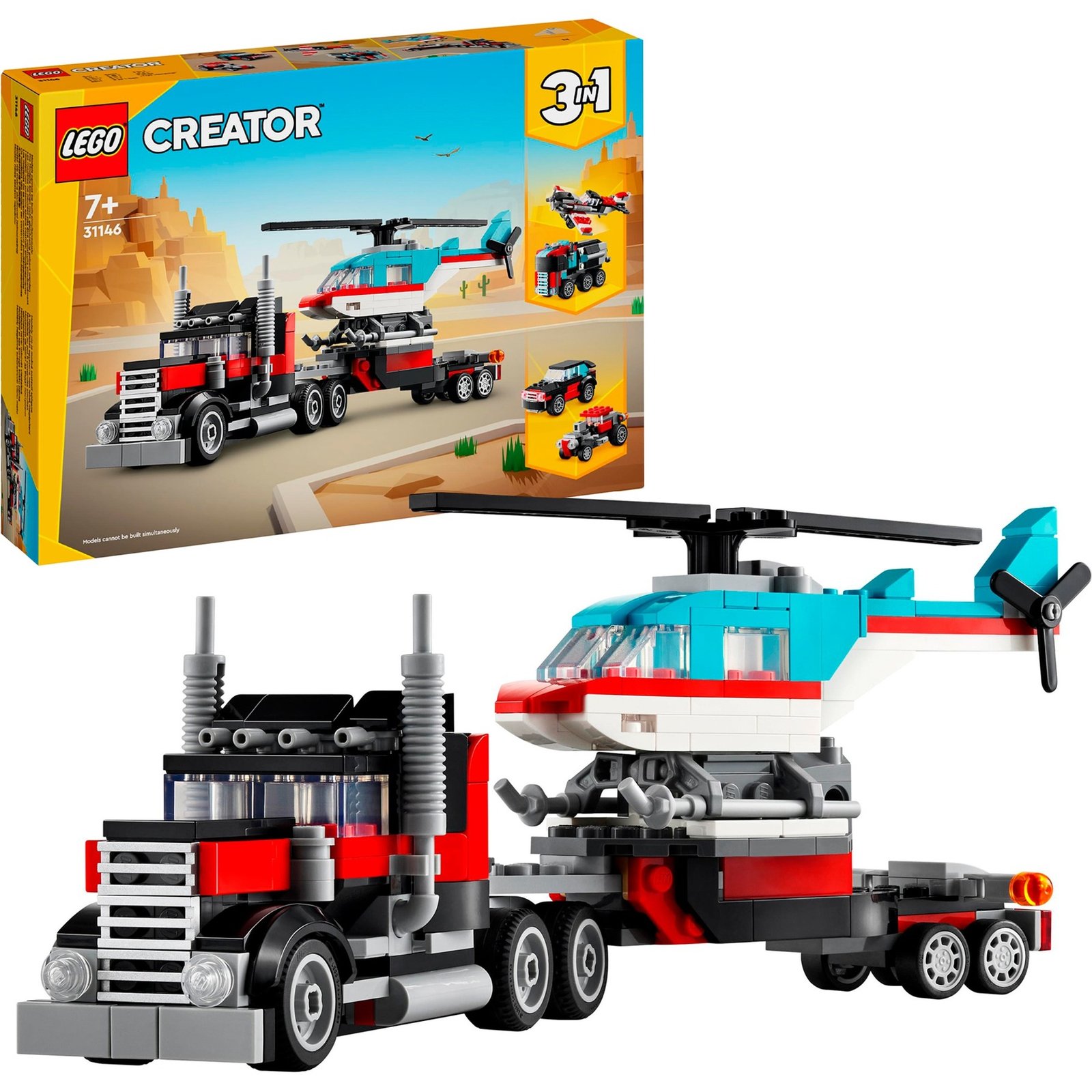 LEGO 31146 Creator 3-in-1 Tieflader con Hubschrauber