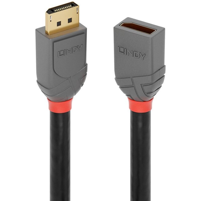 Lindy DisplayPort 1.4 Verlängerungskabel Anthra Line Negro