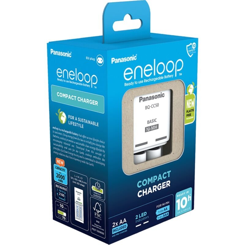 Panasonic Cargador eneloop Compact Charger BQ-CC50 Blanco