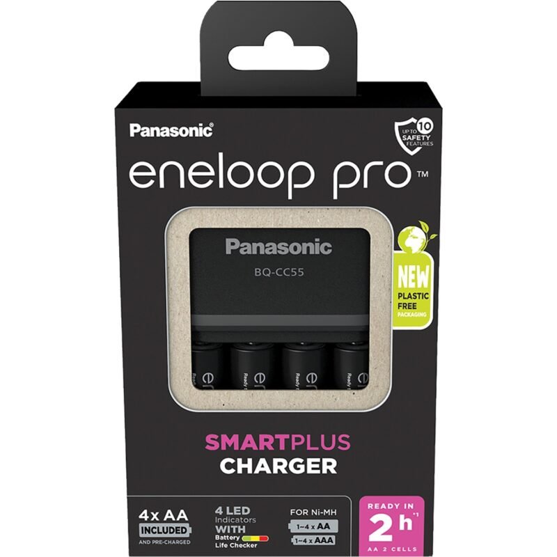 Panasonic Cargador eneloop SmartPlus Charger BQ-CC55 Blanco