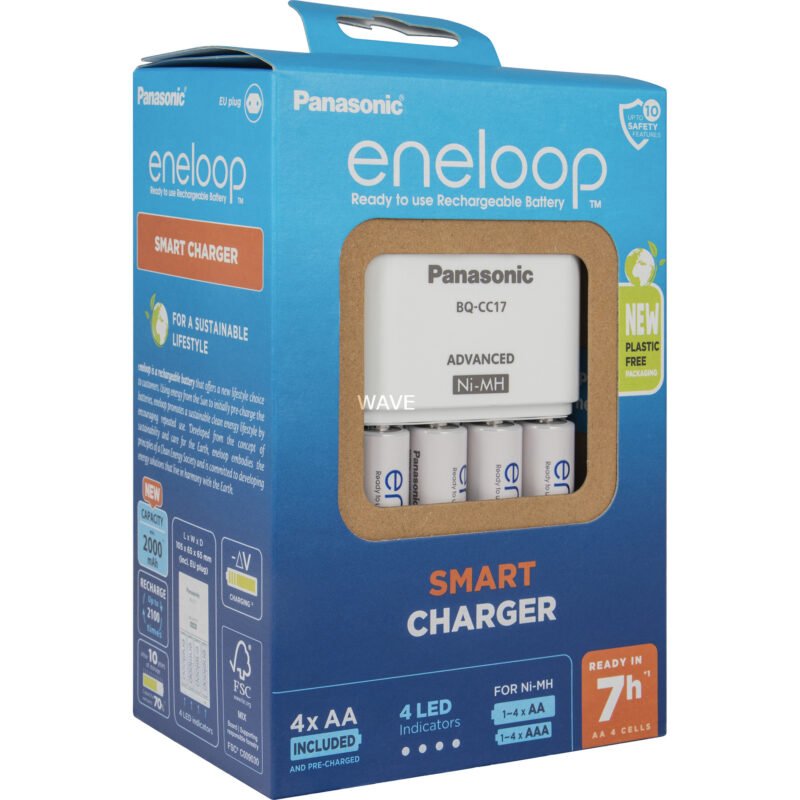 Panasonic Cargador eneloop Universal Smart Charger Set Blanco