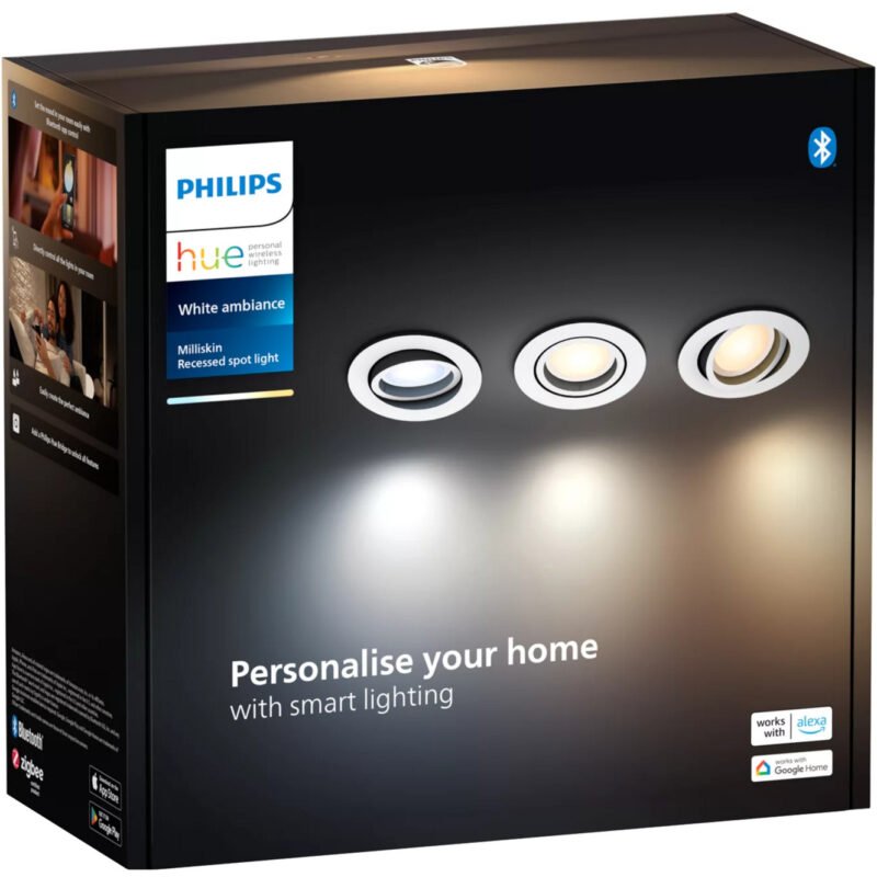 Philips Hue White Ambiance Milliskin Einbauspot 3er-Pack