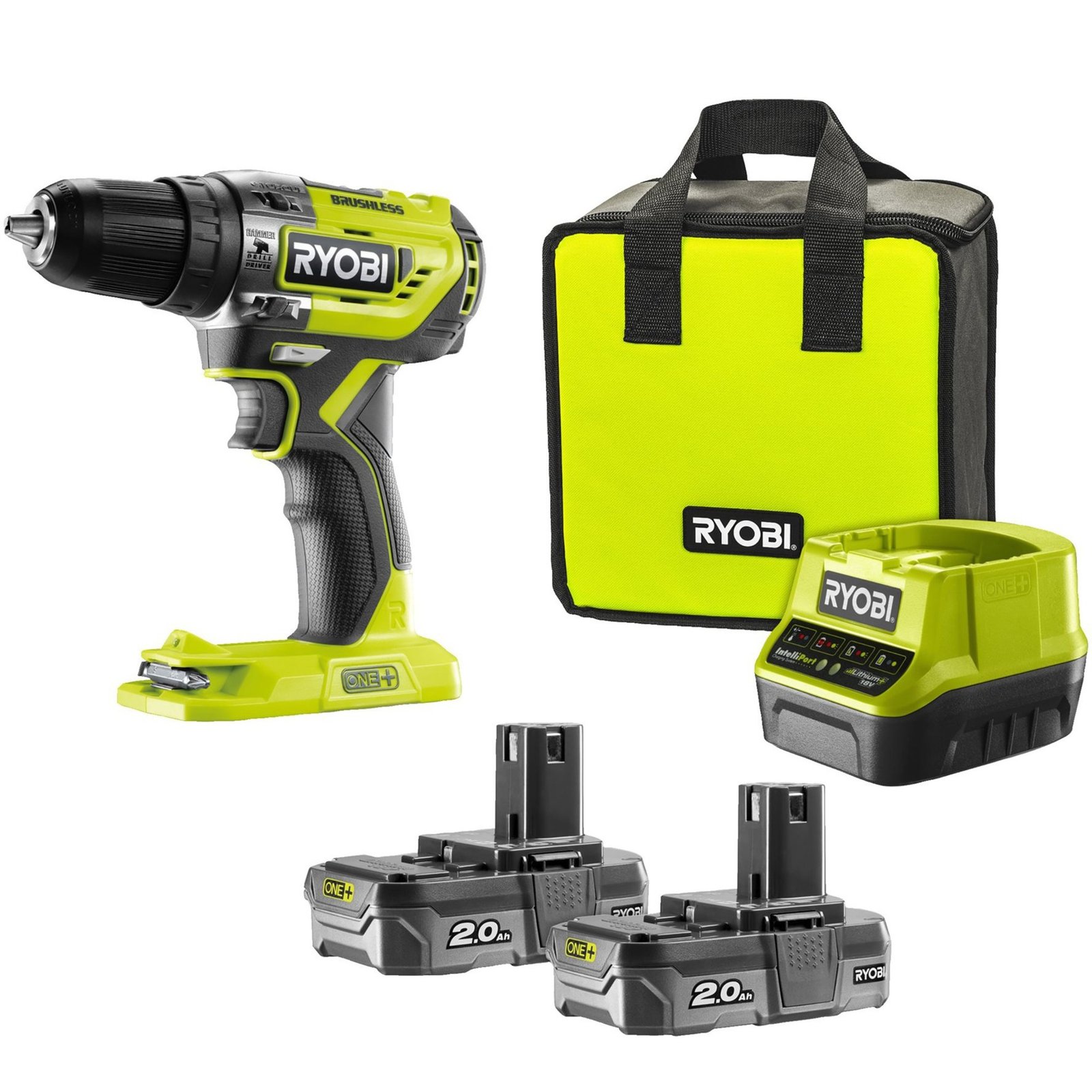 Ryobi ONE+ Akku-Schlagbohrschrauber R18PD5-220S Verde