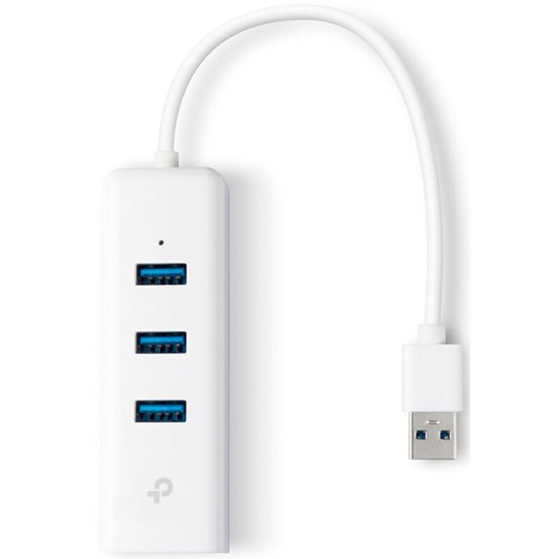 TP-Link 3-Port-USB3.0-Hub & Gigabit-Ethernet-Adapter Blanco