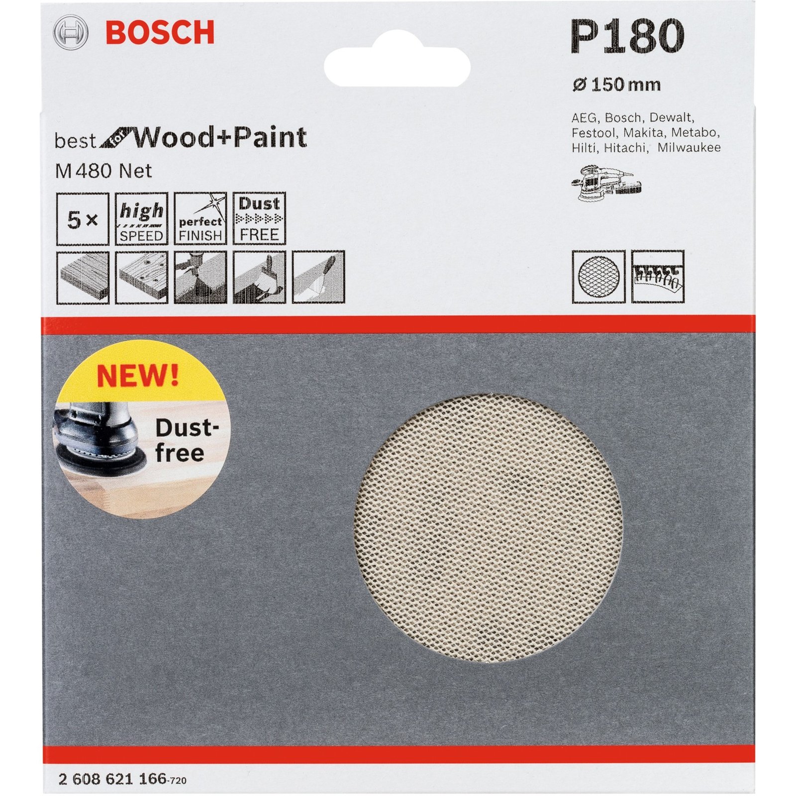 Bosch Netzschleifblatt M480 Net Best for Wood and Paint - Imagen 2
