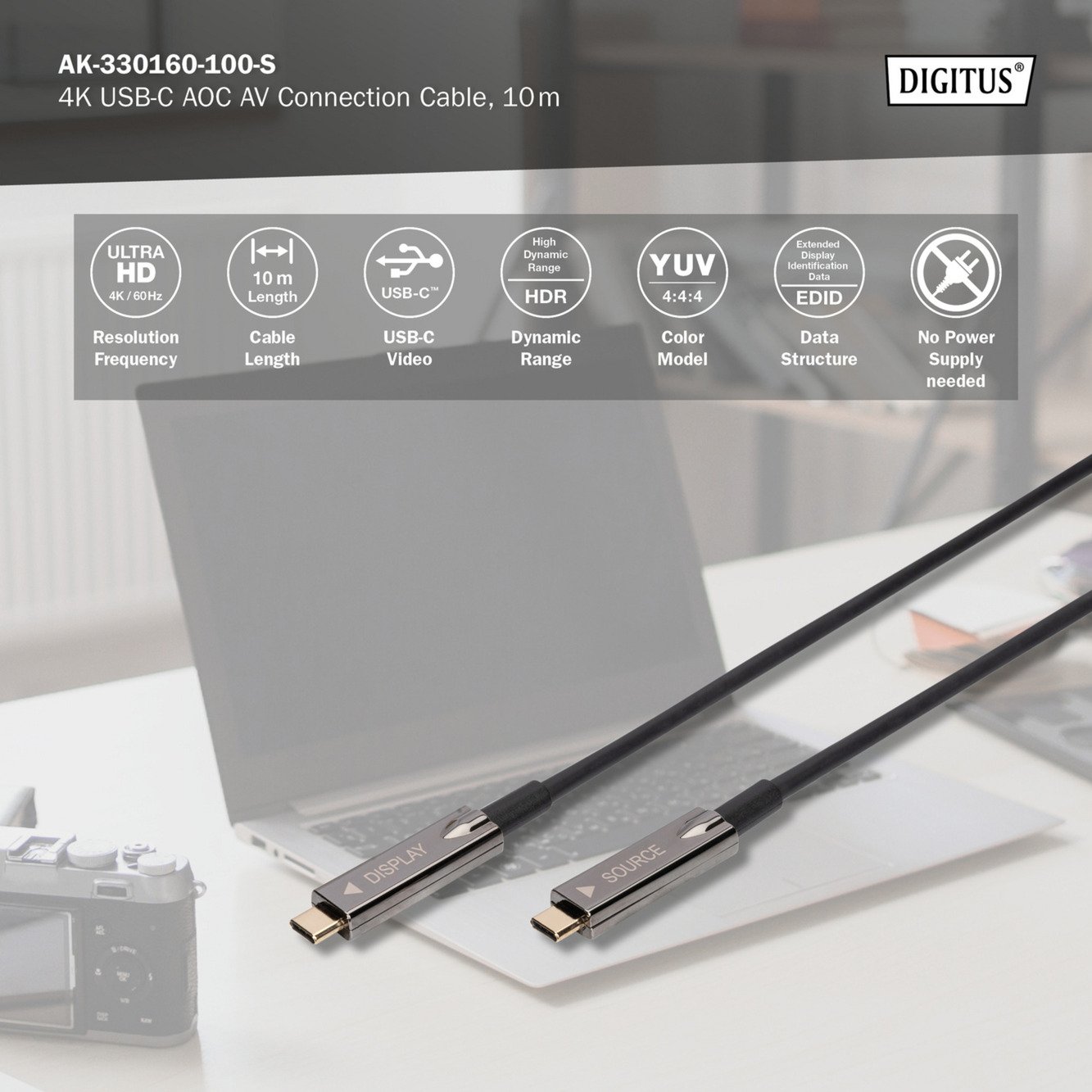 Digitus 4K USB-C AOC AV-conexiones Negro - Imagen 4