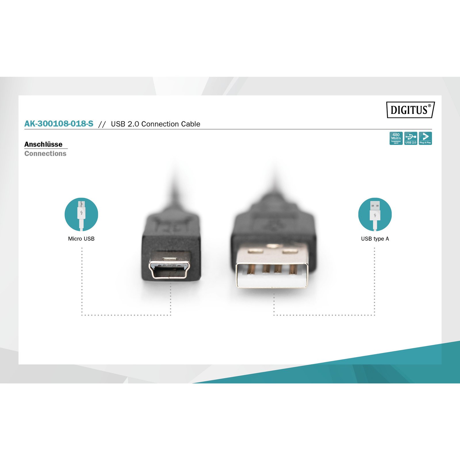 Digitus USB 2.0 cable Negro - Imagen 3