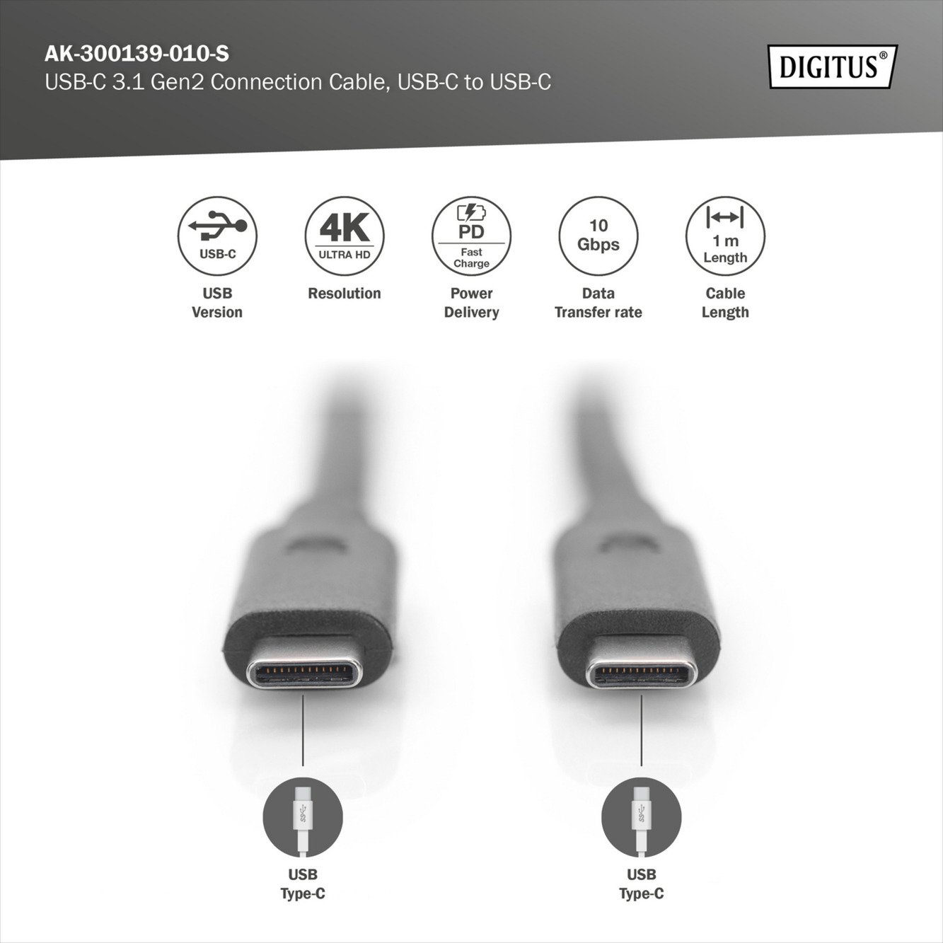 Digitus USB 3.2 Gen 2 conexiones USB-C > USB-C Negro - Imagen 3