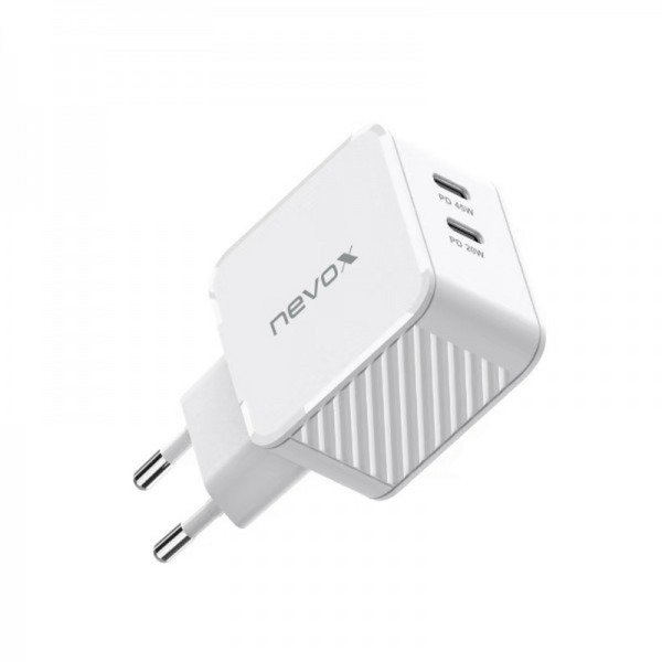 Nevox 45W DUAL USB-C (PD) QC3.0 cargador GaN Blanco