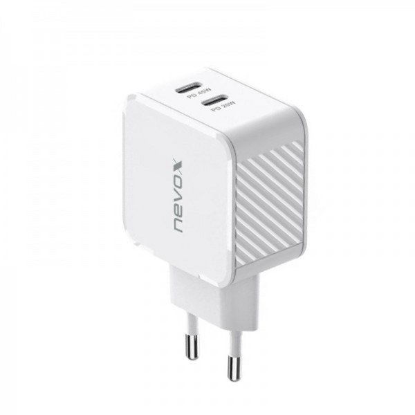 Nevox 45W DUAL USB-C (PD) QC3.0 cargador GaN Blanco - Imagen 2